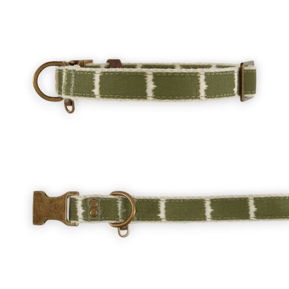 Top Paw Linen Adjustable Stripe Tie Dye Hunting Green‎ Dog Collar Size Large - Picture 1 of 6
